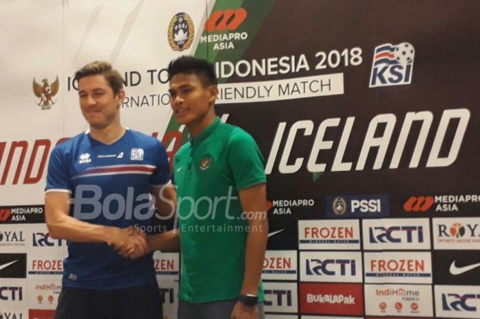 Preskon timnas Indonesia kontra Islandia di Hotel Fairmont, Sabtu (13/1/2018)