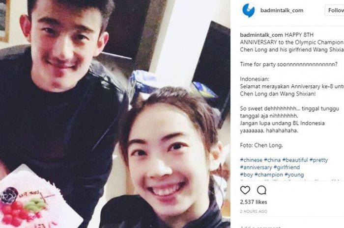 Wang Shixian dan Chen Long merayakan Anniversary ke-8