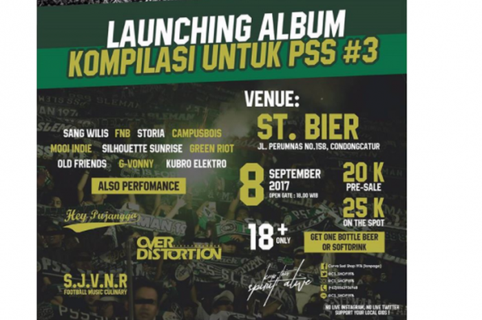 Brigata CUrva Sud mengadakan acara launching Album kompilasi PSS Sleman yang ke-3