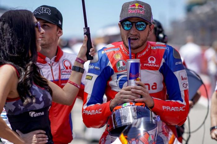 Pebalap Pramac Racing, Jack Miller, bersiap-siap sebelum menjalani balapan seri ketiga GP Americas di Circuit of the Americas, Amerika Serikat, Minggu (22/4/2018).