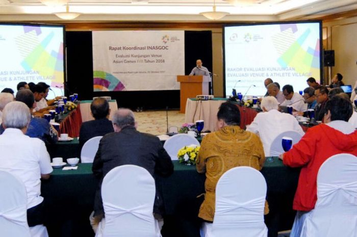 Suasana rapat koordinasi Inasgoc di Hotel Peninsula, Jakarta, Selasa (10/10/2017).