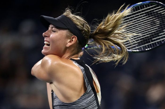 Maria Sharapova (Rusia) saat bertanding pada babak pertama US Open 2018 yang berlangsung Selasa (28/8/2018) malam waktu Amerika Serikat.