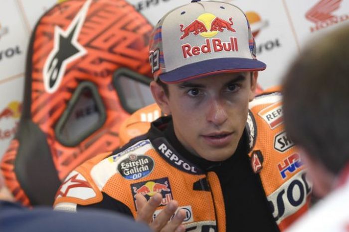      Pebalap tim Repsol Honda, Marc Marquez, saat sesi kualifikasi MotoGP Americas di Circuit of the Americas, Austin, AS, Minggu (22/4/2018) dini hari WIB.     