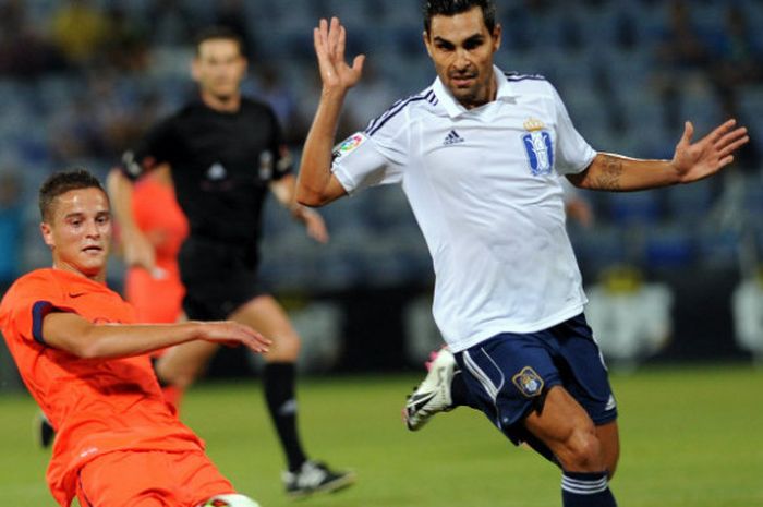 Laga FC Barcelona versus Recreativo Huelva di Nuevo Colombino Stadium, 19 Juli 2014.