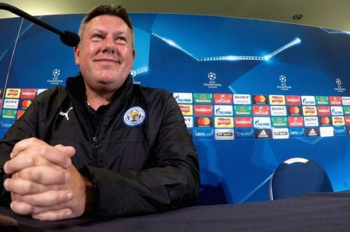 Craig Shakespeare pada jumpa pers Liga Champion di Stadion King Power, Leicester, 17 April 2017.