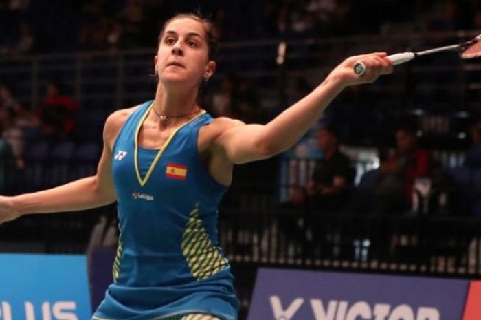 Pebulu tangkis tunggal putri Spanyol, Carolina Marin, ketika berlaga di Malaysia Open 2018 yang digelar sejak 26 Juni hingga 1 Juli mendatang. 