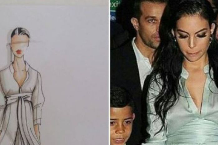 Sketsa rancangan gaun Georgina Rodriguez