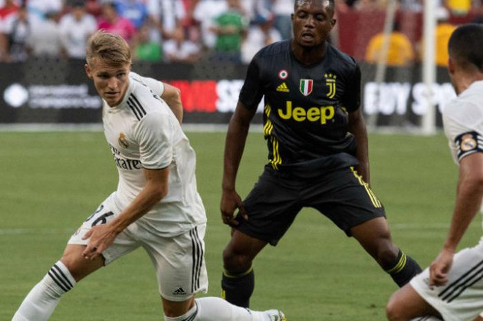 Pemain Real Madrid, Martin Odegaard, dalam laga International Champions Cup melawan Juventus di FedEx Field, 4 Agustus 2018