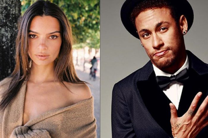 model seksi Inggris, Emily Ratajkowski (kiri) dan Neymar Jr (kanan)