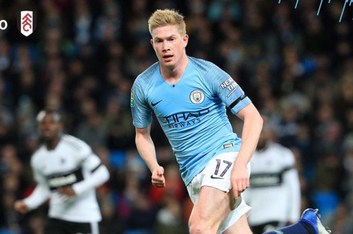 Gelandang Manchester City, Kevin de Bruyne, diindikasikan kembali mengalami cedera pada pertandingan Piala Liga Inggris melawan Fulham di Stadion Etihad, Kamis (1/11/2018).