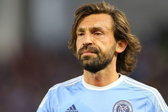 Andrea Pirlo tampil memperkuat New York City FC dalam laga kontra Toronto FC di Yankee Stadium, New York, pada 13 Maret 2016.