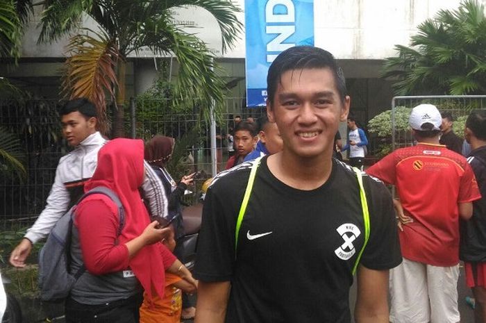 Septian David usai uji lapangan di Stadion Manahan, Solo, Jumat (2/2/2018).