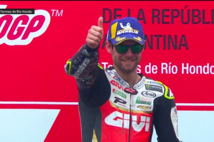 Momen perayaan juara Cal Crutchlow di MotoGP Argentina 2018.