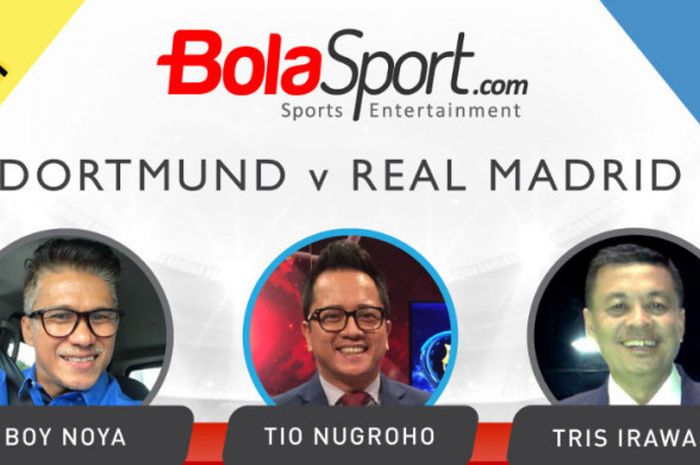 Tiga presenter olahraga nasional memberikan prediksinya untuk pertandingan Borussia Dortmund vs Real Madrid.