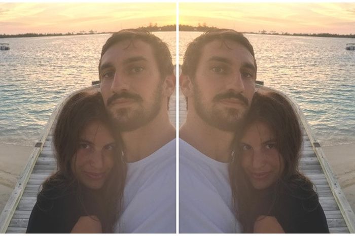 Davide Astori memeluk Francesca Fioretti