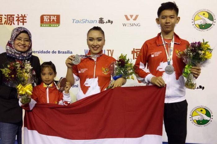 Para atlet wushu Indonesia mencetak prestasi membanggakan pada Kejuaraan Dunia Wushu Junior 2018 di Brasilia, Brasil.