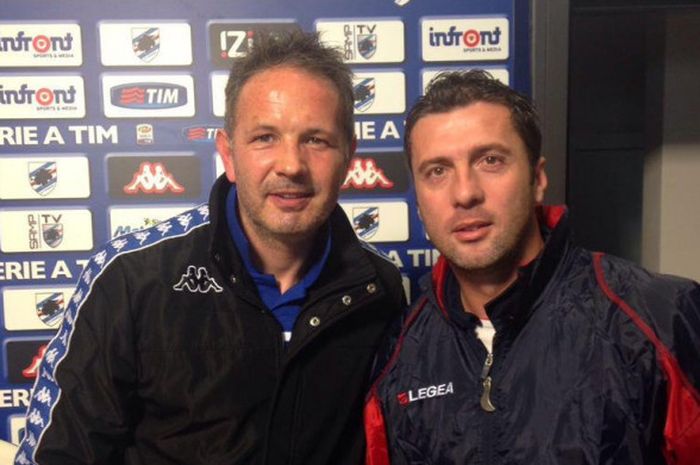 Miljan Radovic berpose bersama Sinisa Mihailovic.