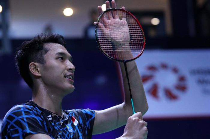 Jonatan Christie saat berhadapan dengan wakil India, Sai Praneeth, pada babak kedua French Open 2018 di Stade Pierre de Coubertin, Paris, Prancis, Kamis (25/10/2018).