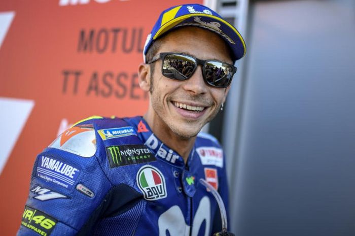    Valentino Rossi usai sesi kualifikasi MotoGP Belanda di Sirkuit Assen, Belanda, Sabtu (30/6/2018).   