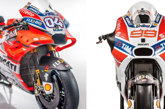 Ducati 2018 (kiri) dengan fairing dan tanpa fairing saat peluncuran 2017 (kanan).