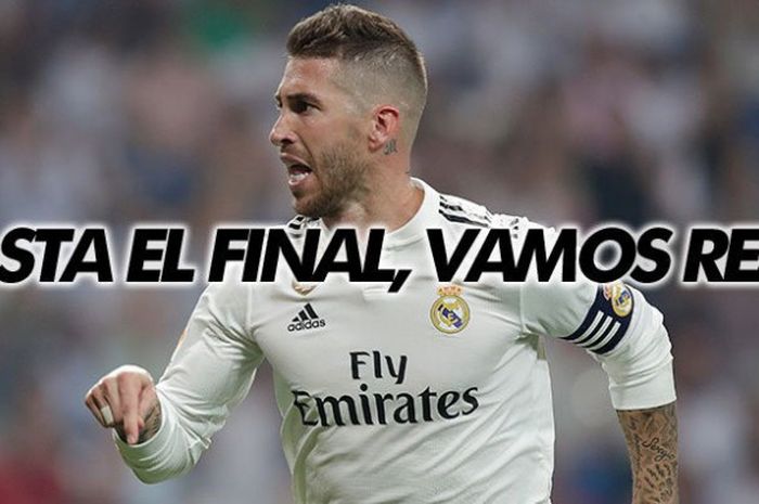 Bek Real Madrid, Sergio Ramos, memimpin rekan-rekannya dalam laga leg pertama babak 32 besar Copa del Rey melawan Melilla di Stadion Alvarez Claro, Melilla pada 31 Oktober 2018. 