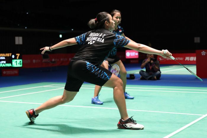 Anggia Shita Awanda/Ni Ketut Mahadewi Istarani saat tampil  pada babak pertama Japan Open 2018, Rabu (12/9/2018).