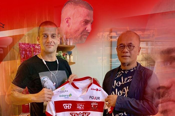 Aleksandar Rakic diresmikan sebagai rekrutan anyar Madura United, Rabu (16/1/2018).