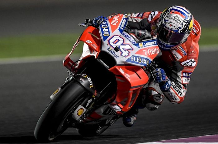 Andrea Dovizioso saat tes pramusim Qatar di SIrkuit Losail, Qatar, Kamis (1/3/2018).