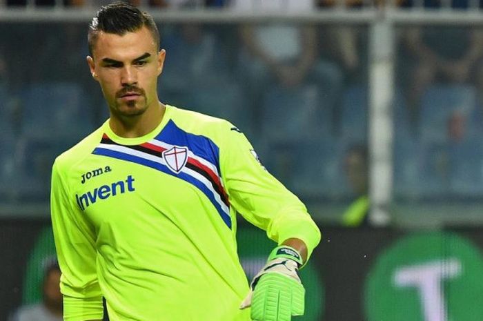 Aksi Emil Audero saat Sampdoria menghadapi Inter Milan dalam partai Liga Italia di Luigi Ferarris, G