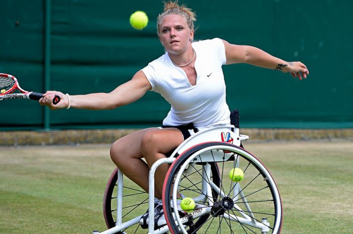 Jordanne Whiley saat bermain di ajang tenis Wimbledon 2017 