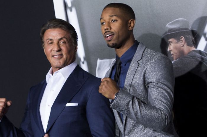 Aktor Sylvester Stallone (kiri) dan Michael B. Jordan kembali berkolaborasi dalam sekuel film Creed yang dirilis pada 2015. Creed 2 bakal tayang pada 21 November 2018.