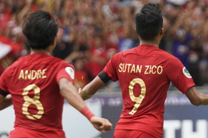   Penyerang Sutan Zico merayakan gol timnas U-16 Indonesia ke gawang timnas U-16 Australia pada laga