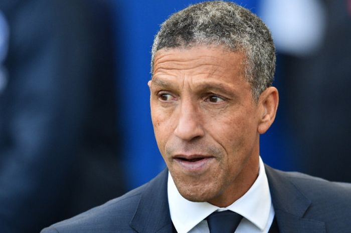 Ekspresi manajer Brighton & Hove Albion, Chris Hughton,  di sela-sela pertandingan Liga Inggris 2017-2018 menghadapi Southampton di Stadion The American Express Community, Brighton, Inggris, pada 29 Oktober 2017.