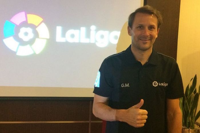 Duta La Liga, Gaizka Mendieta Zabala yang berkunjung ke Indonesia pada Sabtu (23/12/2017). 