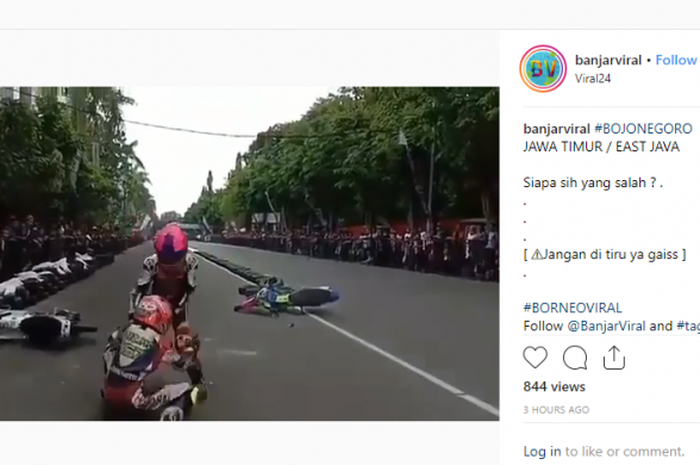 Salah satu akun Instagram mengunggah video perkelahian dua pebalap saat Grand Final Melindo ALC 5 Saudara Balap Motor 2018 di Kabupaten Bojonegoro, Minggu (2/12/2018).