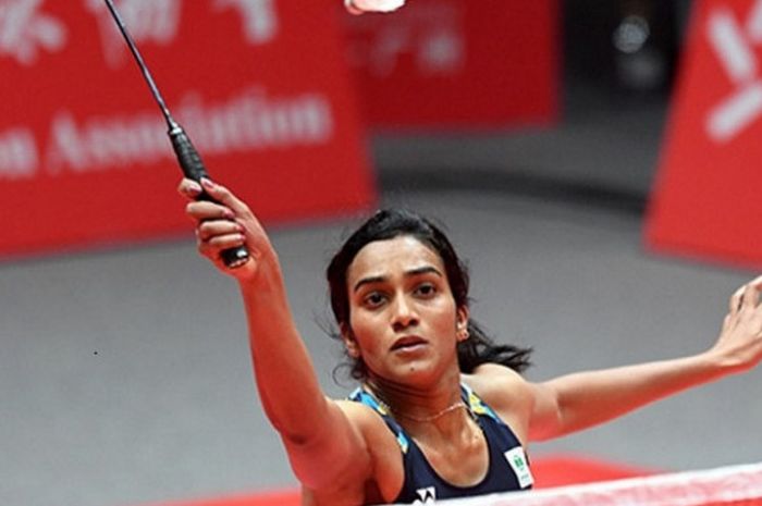 Pebulu tangkis tunggal putri India, Pusarla Venkata Sindhu, pada BWF World Tour Finals 2018 di Tianhe Gymnasium, Guangzhou, China.