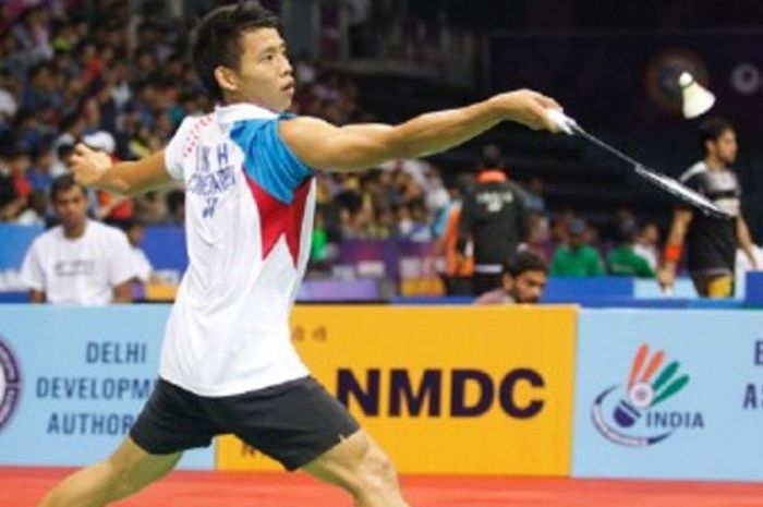 Pebulu tangkis tunggal putra, Lin Yu Hsien, saat tampil pada turnamen bulu tangkis BWF di India.