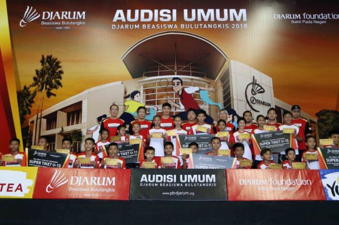 Audisi Umum Djarum Beasiswa Bulu Tangkis 2018 di GOR Bima, Cirebon, Jawa Barat.