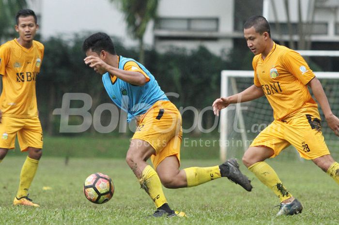 Bhayangkara FC menggelar sesi latihan pada Selasa (6/2/2018)