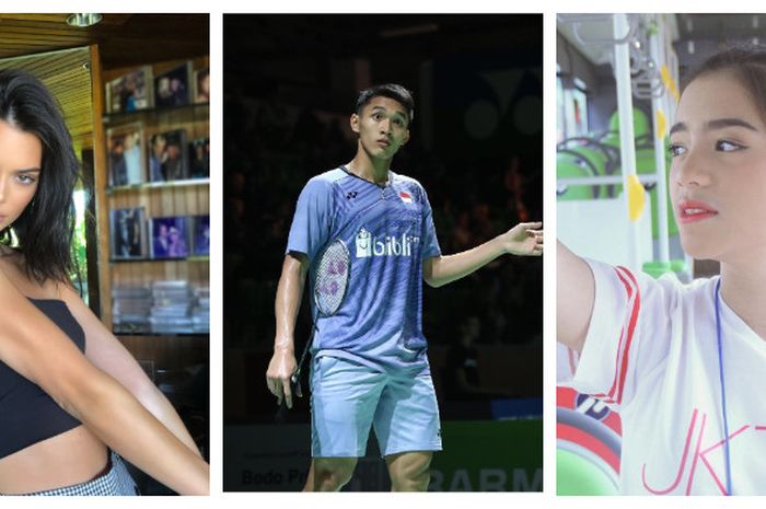 Kolase foto Jonatan Christie diantara Kendall Jenner (kiri) dan Vanka JKT48