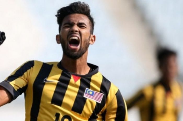 Ekspresi kegembiraan pemain timnas U-19 Malaysia, Muhammad Zafuan Azeman seusai mencetak gol ke gawang timnas U-19 Brunei pada laga Grup F Kualifikasi Piala Asia U-19 2018 di Stadion Paju, Korea Selatan, Sabtu (4/11/2017).  