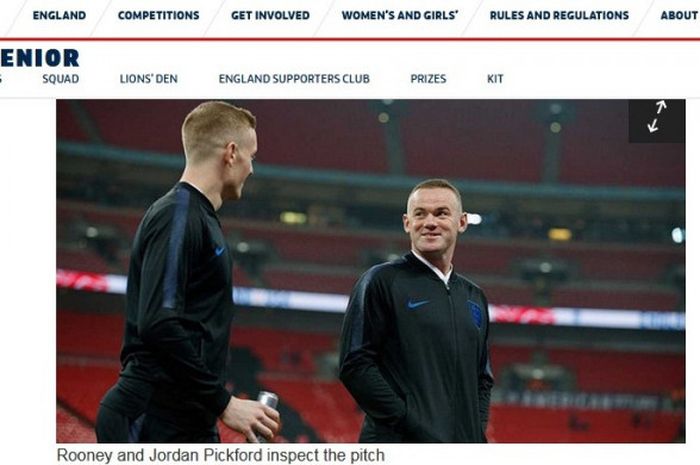 Striker timnas Inggris, Wayne Rooney, dalam partai uji coba melawan Amerika Serikat di Stadion Wembley pada Kamis (15/11/2018)