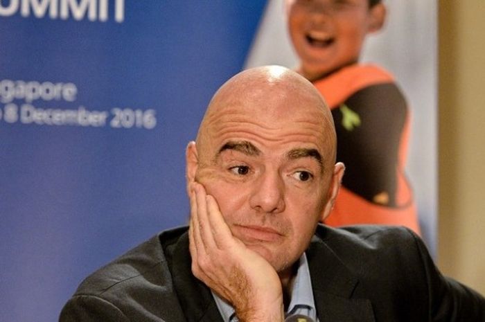 Presiden FIFA, Gianni Infantino, menghadiri sebuah acara di SIngapura, pada Kamis (8/12/2016). 