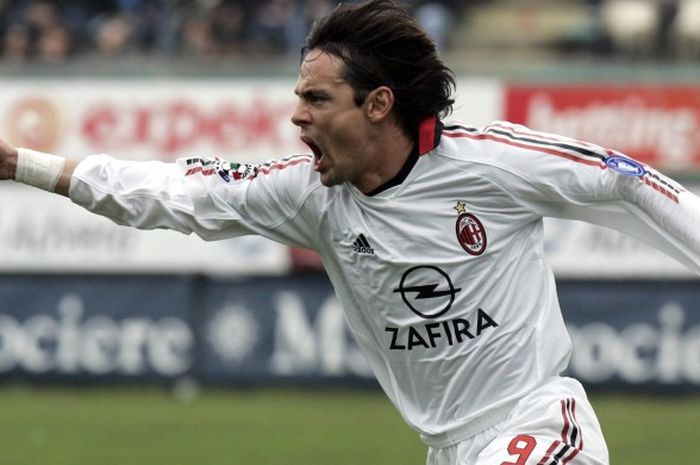  Selebrasi Filippo Inzaghi usai membobol gawang Reggina, 12 Februari 2006. 