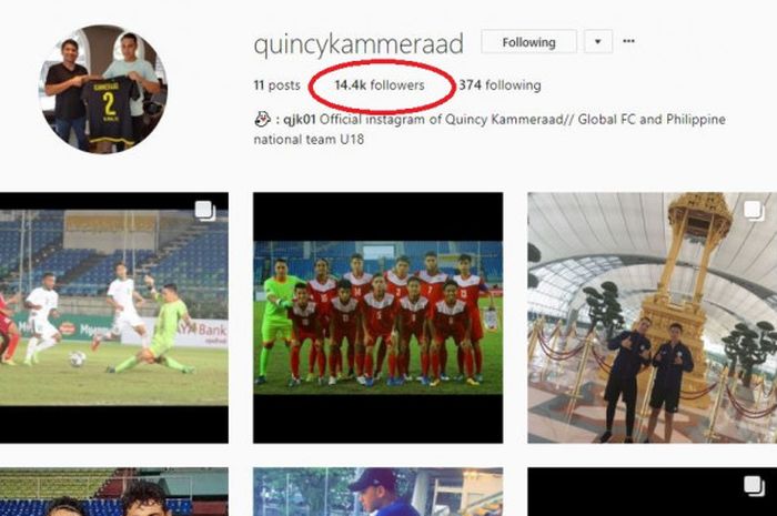 Jumlah pengikut akun Instagram Quincy Kammeraad meningkat drastis