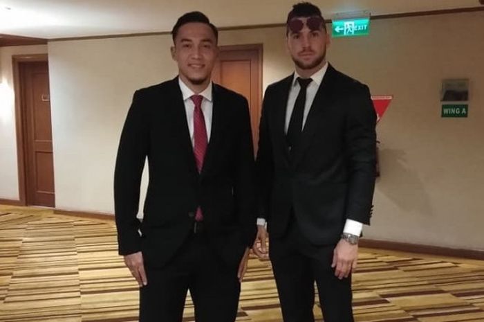 Gunawan Dwi Cahyo (kiri) dan Marko Simic tampil dalam launching Liga 1 2018