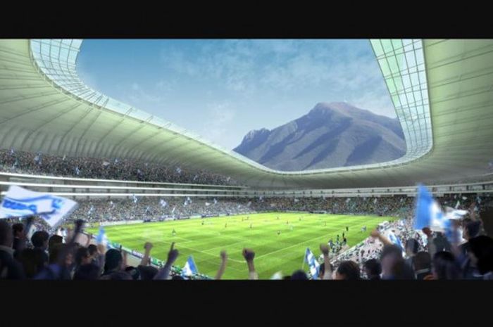 Pemandangan dari dalam Estadio BBVA Bancomer di Meksiko