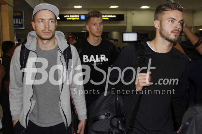 Para pemain timnas Islandia mendarat di Bandara Internasional Adi Sutjipto, Yogyakarta, pada Minggu (7/1/2018) jelang laga melawan Indonesia Selection.