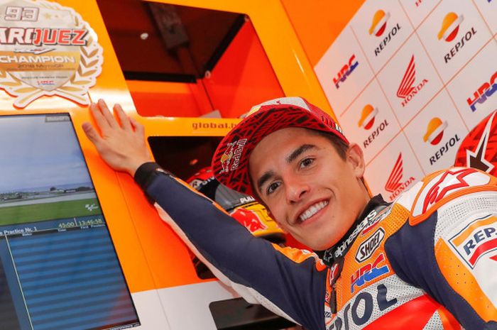 Marc Marquez saat menjalani MotoGP Australia di Sirkuit Phillip Island, Australia.