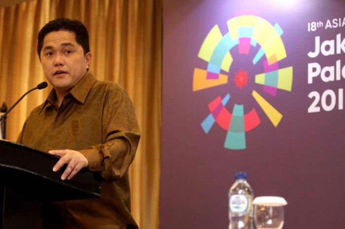 Ketua Inasgoc Erick Thohir memaparkan perkembangan kesiapan Indonesia selaku tuan rumah Asian Games 2018 pada acara Asian Games Media Forum di Jakarta dan Palembang, 27-28 November 2017.